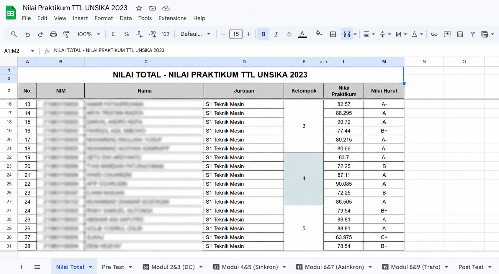 Practicum Grades